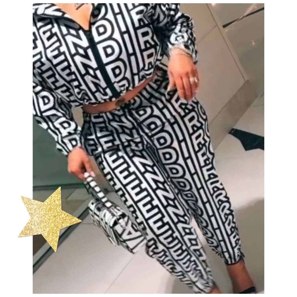 Fendi Black and White Logo Track Pants